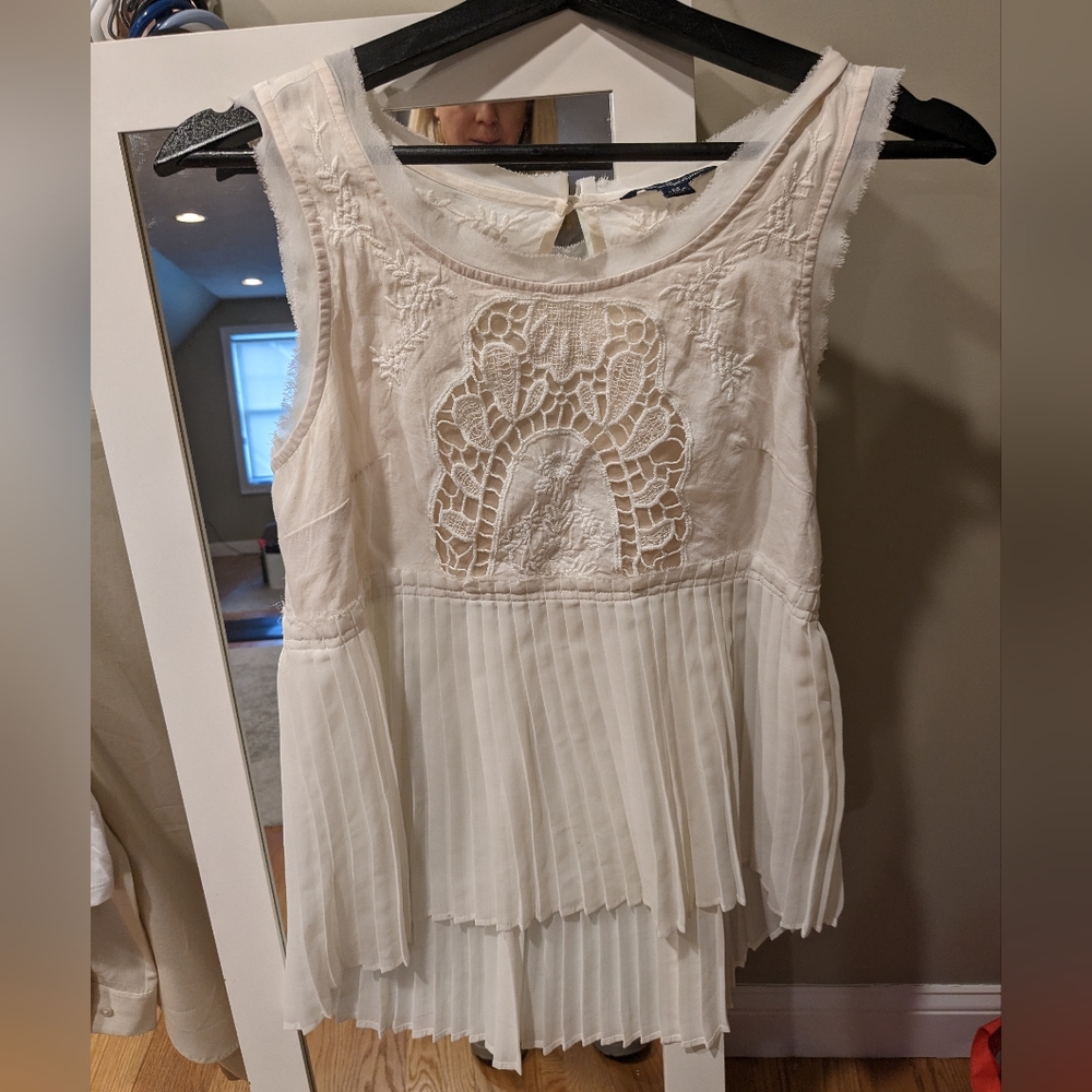 American Eagle Outfitters Lace Empire Pleated Top